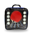携帯用卓球は4つのバットを袋の伸縮性があるスポンジの黒のハンドル特別なテープ保護の8つの球置いた