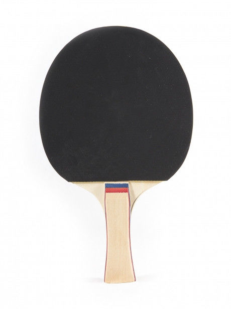 レクリエーションの卓球ラケットはゴム製5つの層刃の凹面のハンドルの赤い黒を逆にした